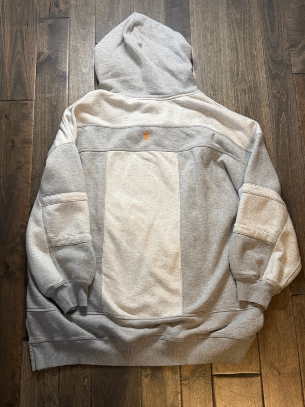 FP Movement by Free People Light Gray Hoodie with Red Graphic and Orange Stripes - Picture 4 of 4